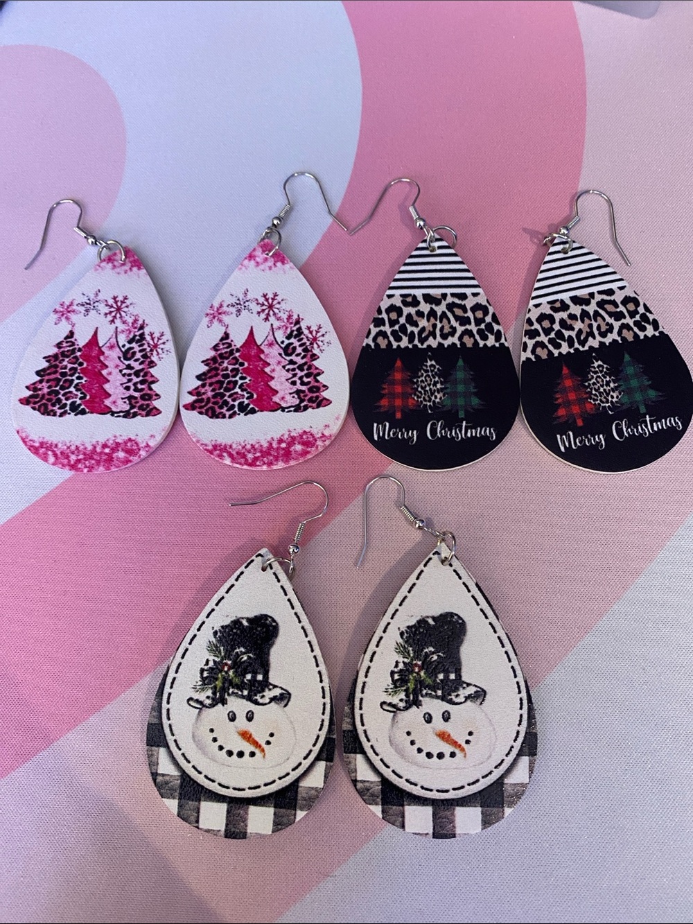 3 Set Christmas Teardrop Earrings Set - double sided